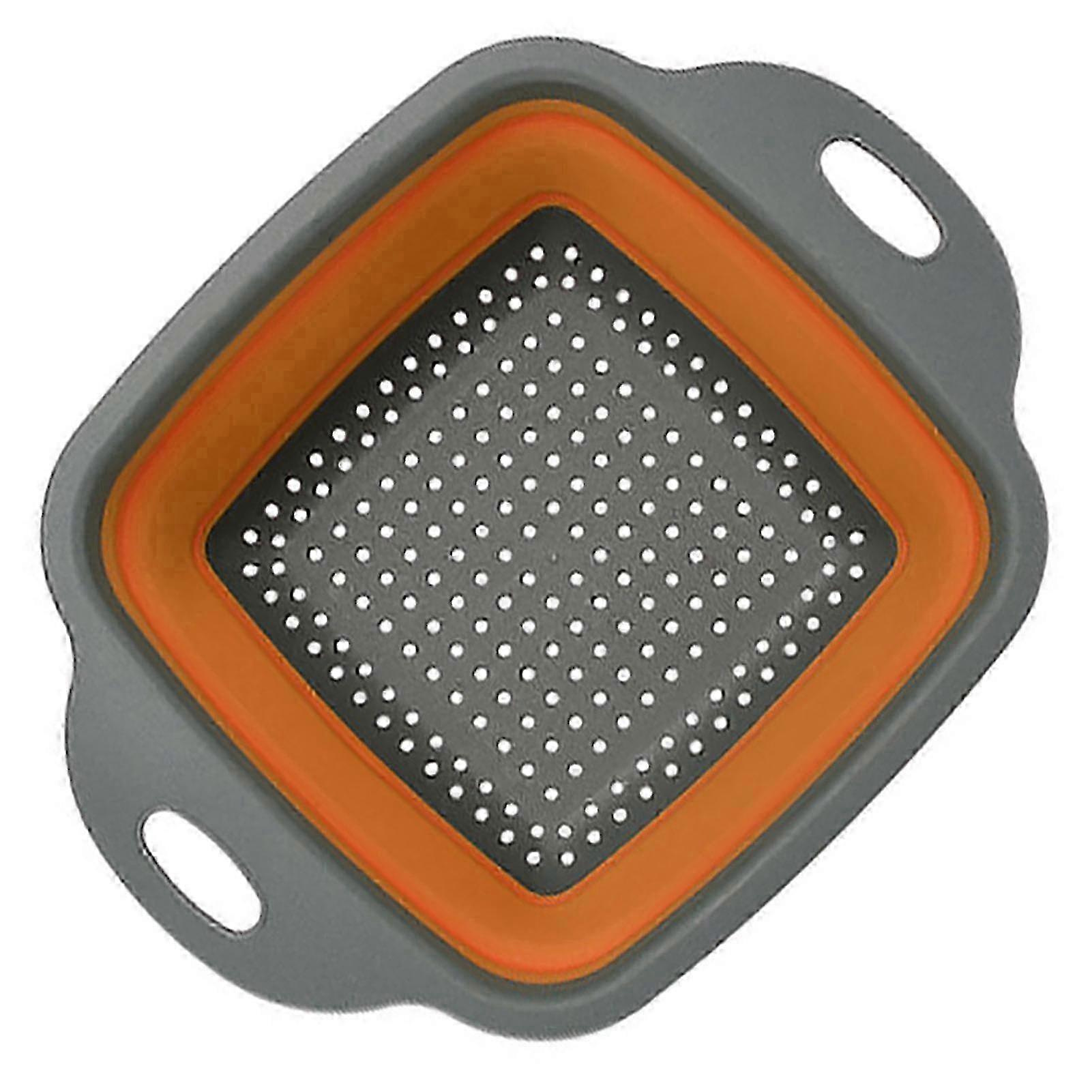 Collapsible Drain Basket with Handle Food Grade BPA Free Large Capacity Square Silicone Folding Colander Vegetables Fruits Strainer