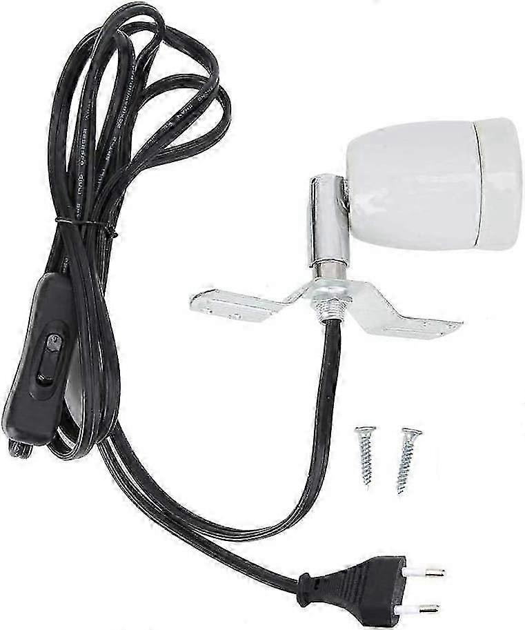 Ceramic Heat Lamp Holder E27 Heat Lamp Socket 100W Max Dimmable with Switch and 360 Rotatable EU Plug for Turtle Snake Lizard Reptile (Without Bulb)