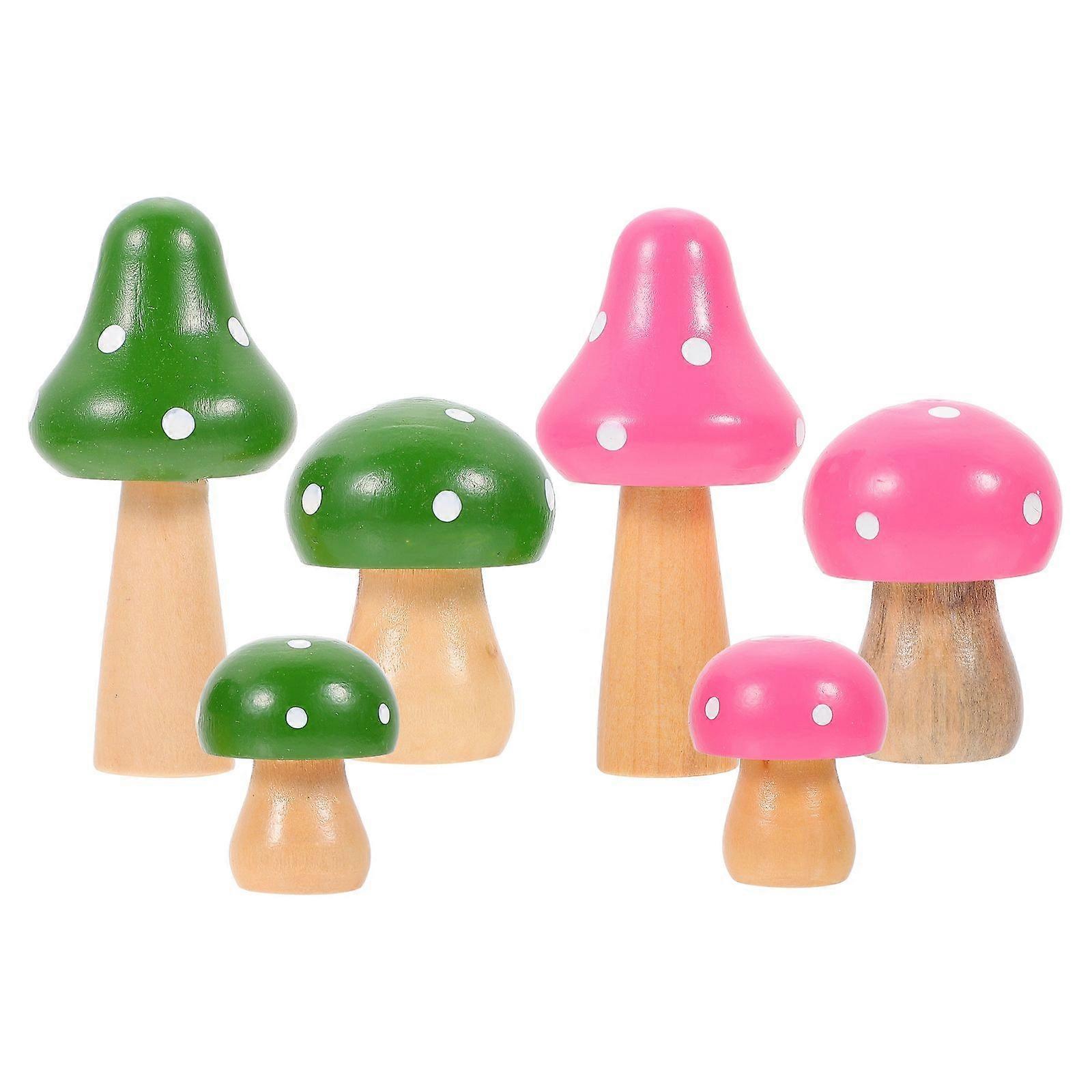 Mini Wood Mushroom Sculpture for Decoration 12Pcs Adorable Garden Ornaments