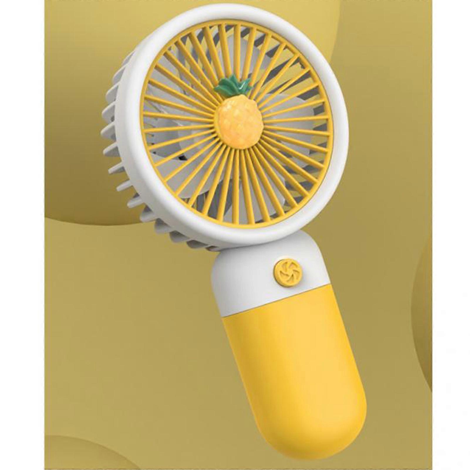 Rechargeable Portable Handheld Fan with Base Pineapple Yellow