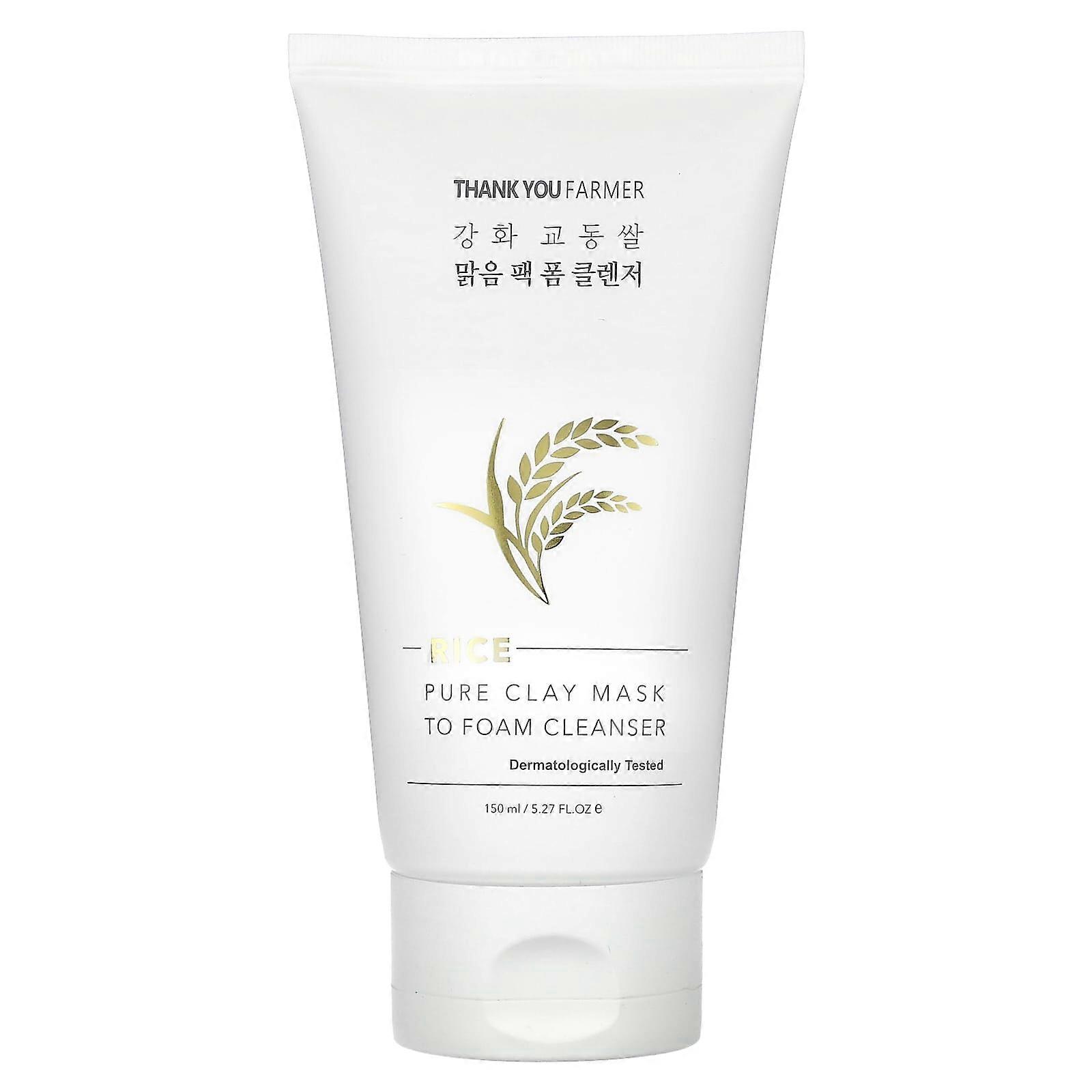 Rice, Pure Clay Mask To Foam Cleanser, 5.27 fl oz (150 ml)