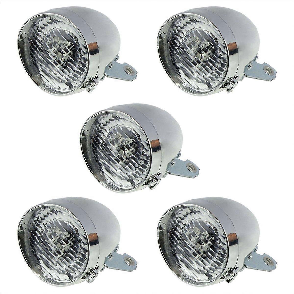 Bike Accessory Front Light Bracket Vintage 3LED Headlight (Silver)