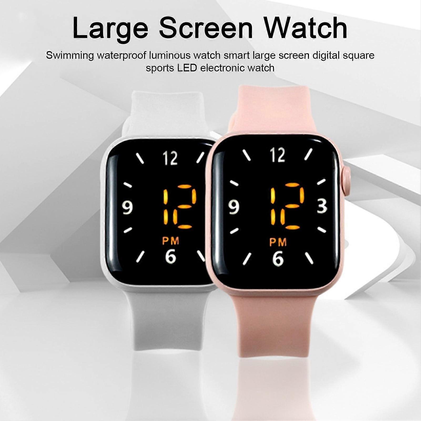 SUSUchens Waterproof Luminous Watch Smart LED Digital Display Accurate Time Comfortable Strap Sports Watch Pink