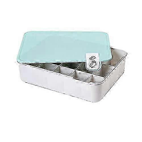 Household plastic underwear storage box, multi-cell bra, panty, and socks storage box, used for storage and sorting. (Fifteen grids, blue)