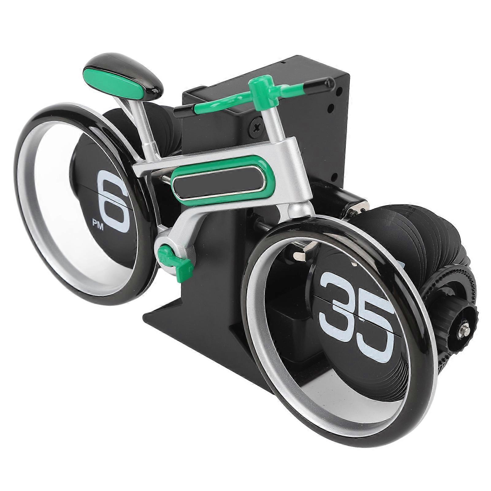 Bicycle Flip Clock Bike Shaped Flip Clock Battery Operated Retro Vintage Flip Down Desk Clock Mechanical Clock for Home Office Green 