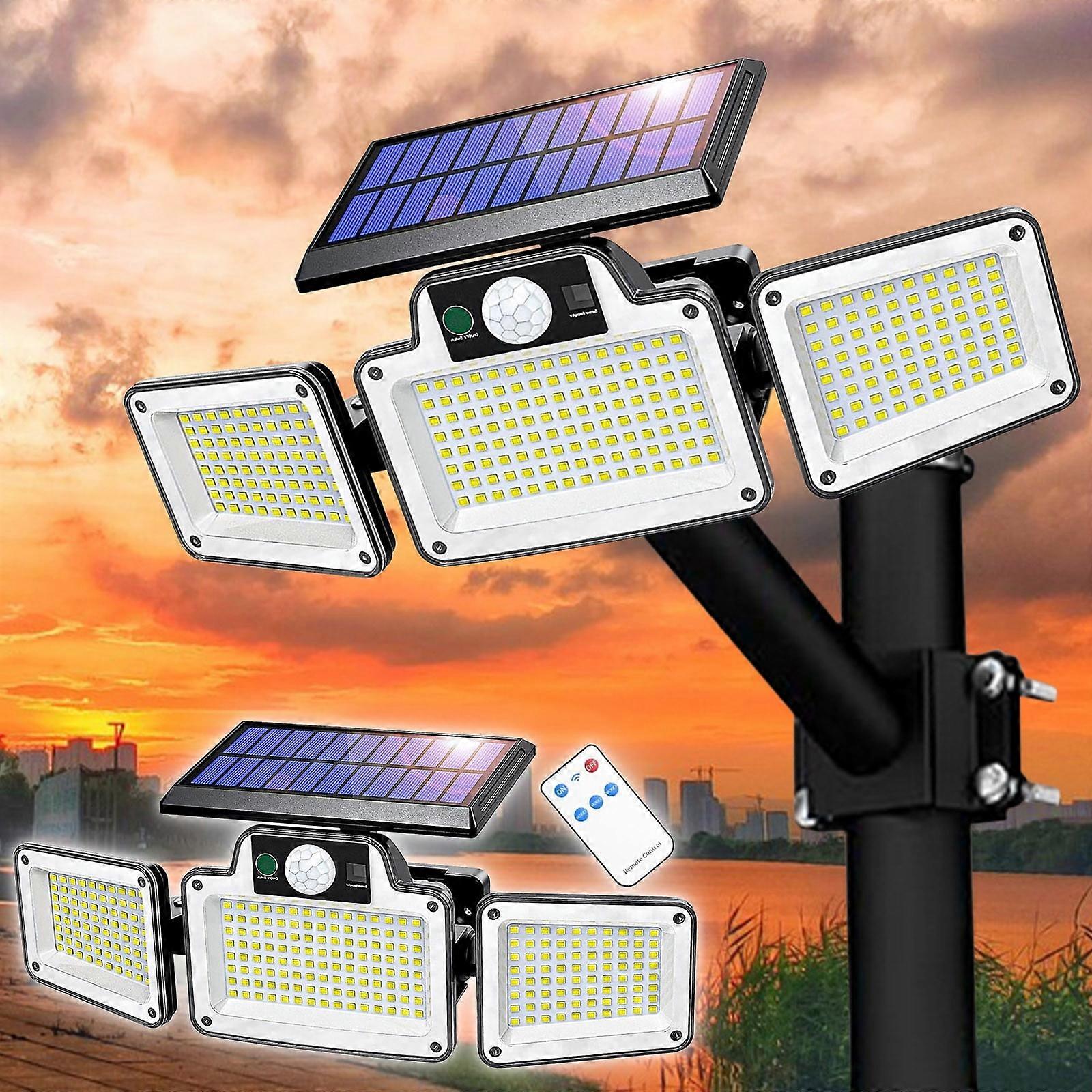 Solar Lights Outdoor With Motion Sensor 3 Heads Security Lights Solar PoweRed 280 LED Light Motion Detected For Garage Yard Entryways Patio IP65