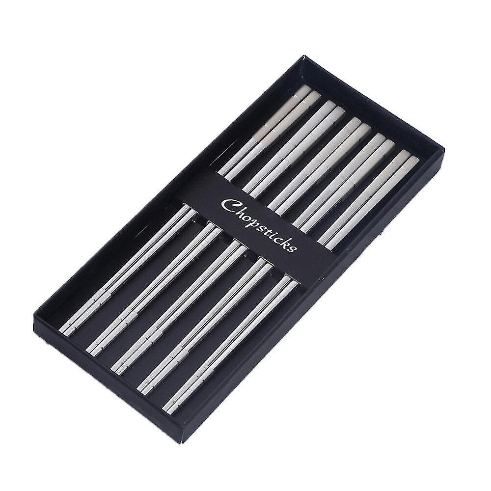 Chopsticks 1set Squre Stainless Steel Chopsticks Laser Engraving Patterns Food Sticks Portable Reusable Sushi
