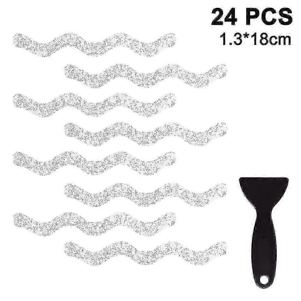 Non-Slip Bathtub Stickers - 24pcs S-Shape Adhesive Grip for Shower and Steps
