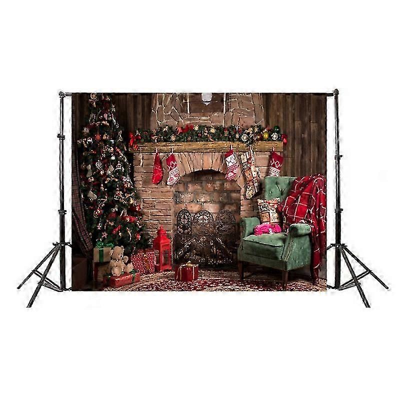 2.1m x 1.5m 3D Christmas Fireplace Studio Background Cloth