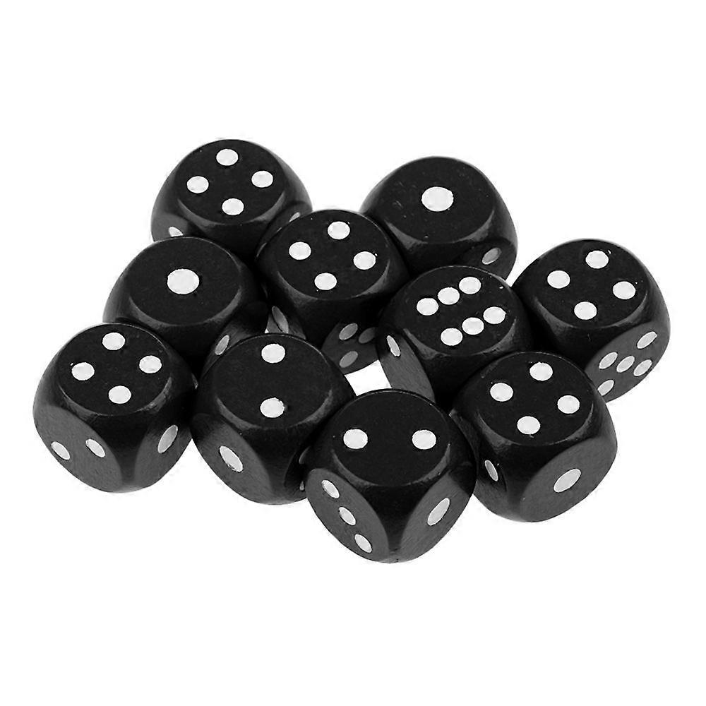 10x Wooden D6 Dice Six Sided Dotted Dice For Dungeons And Dragons Black