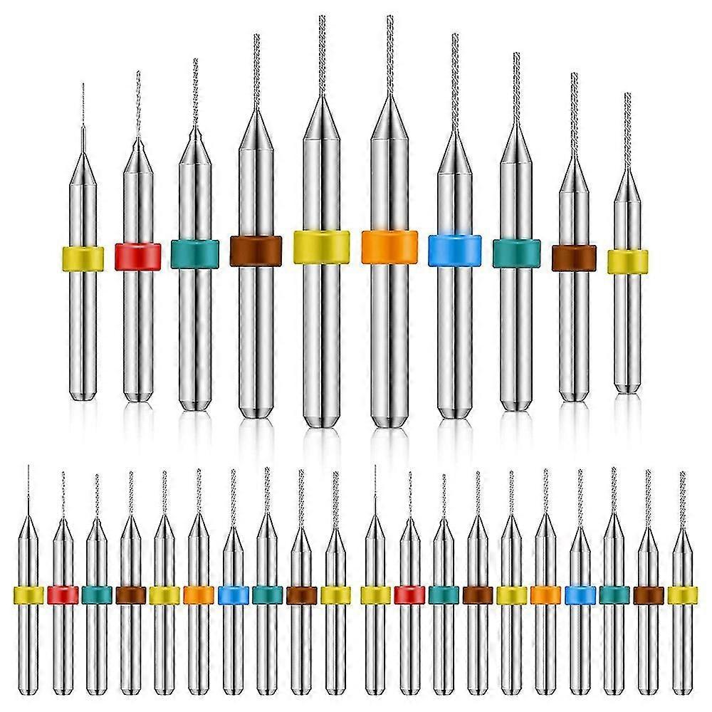 30pcs 0.3-1.2mm Shank Tungsten Carbide -Foret Bits de forage Set Tungstène Acier Pcb Print Circuit Board Flûte