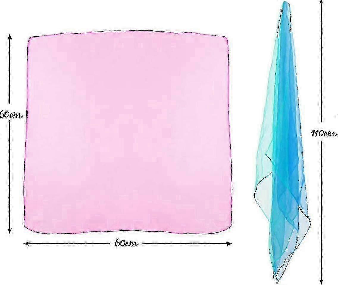 60 × 60 سم أوشحة شعوذة مربعة ملونة ورقص وجمباز - 16 قطعة لرياض الأطفال ، سوق أوروبا