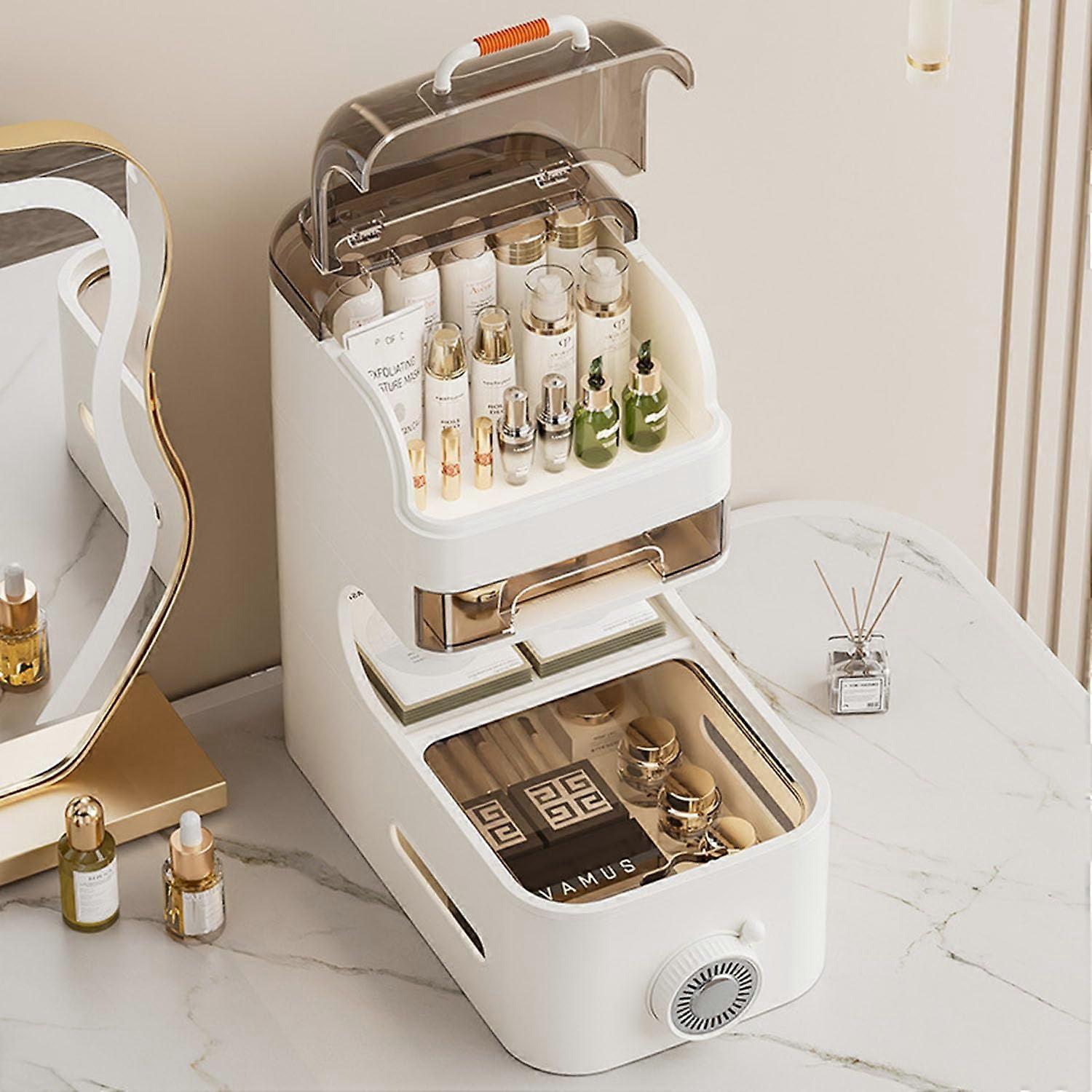 3/4Tiers Narrow Storage Cabinet, Slim Rolling Cart With Light Strip, Mobile Shelving Unit, SlideOut Storage Cart