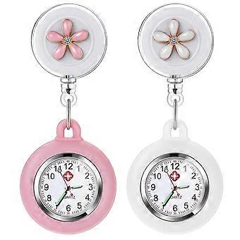 Fob Watch, Nurse Watch, Retractable Clip-on Hanging Lapel Watches, Silicone Cover Nurse Fob Watch With Brooch