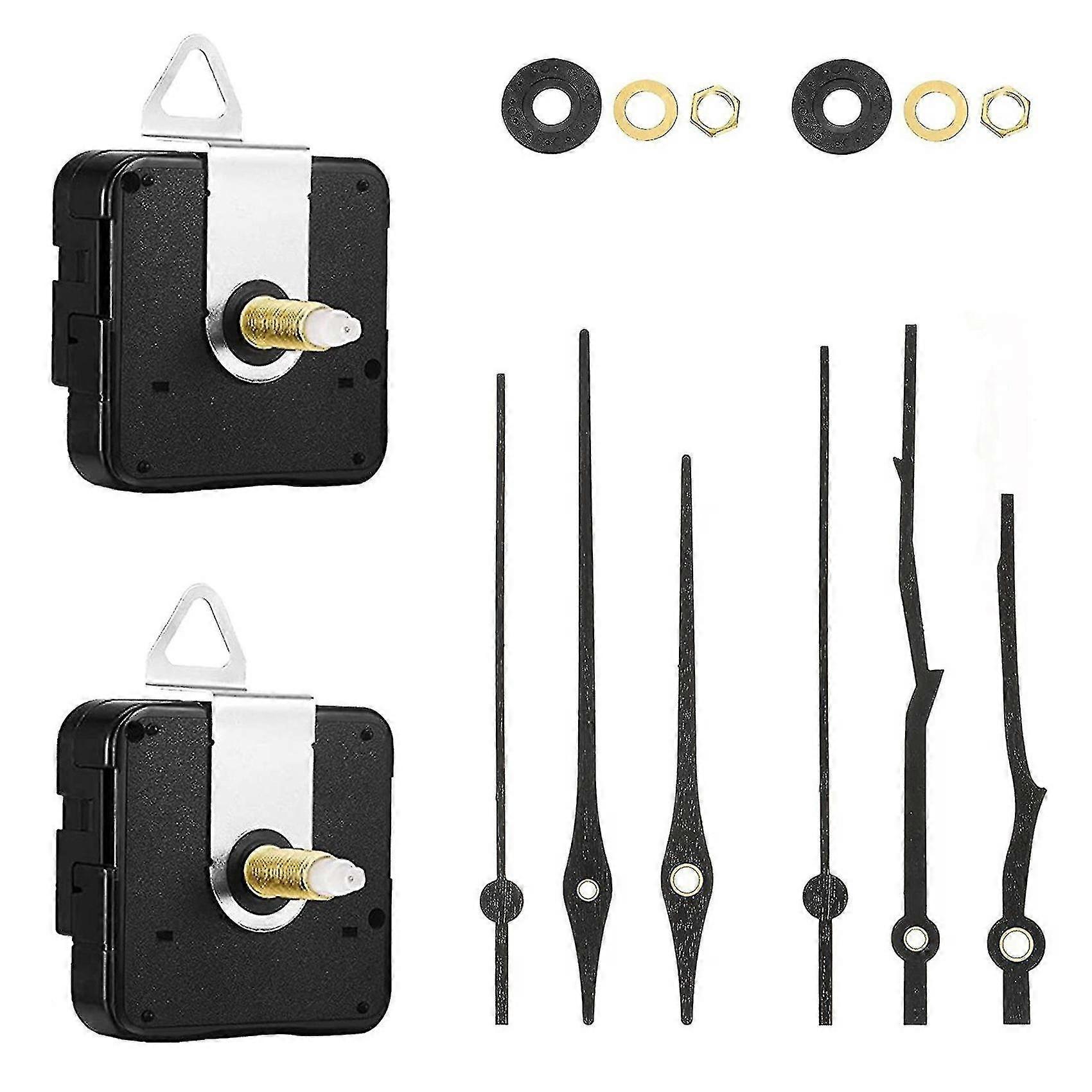 Improved Silent Quartz Clock Movement Mechanism Kit: 2 Units, 2 Types of Walnut Wood Clock Hands for 12-Inch Clock Repair (Newest Collection)