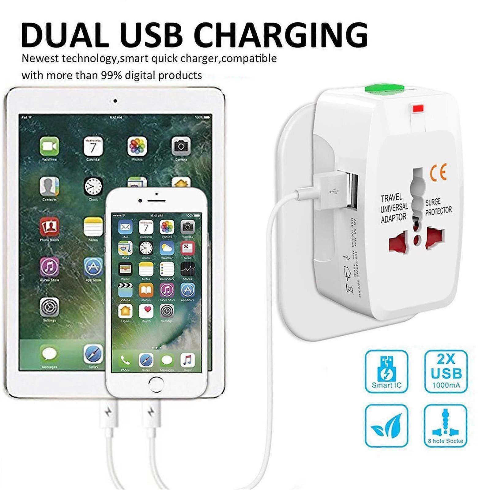 Donemore Universal Travel Adapter, International Plug Adapter with USB Convertor Wall Plug Power for US to EU UK AUS ASIA