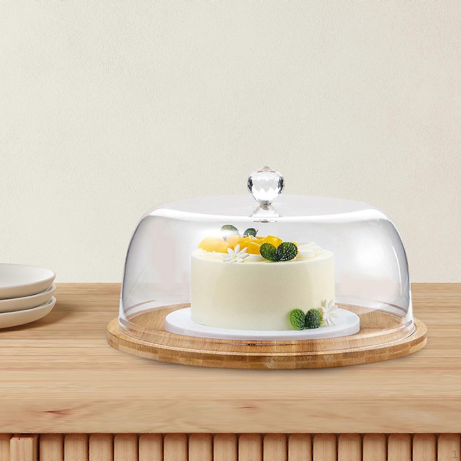 Bamboo Cake Holder with Dome for Serving and Storing Breads Pastries