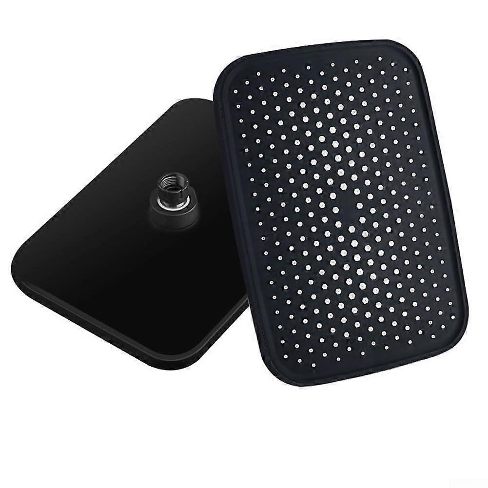 Rectangle Rainfall Ceiling Mount Shower Head 300x210mm ABS 360° Rotating  Spray Black