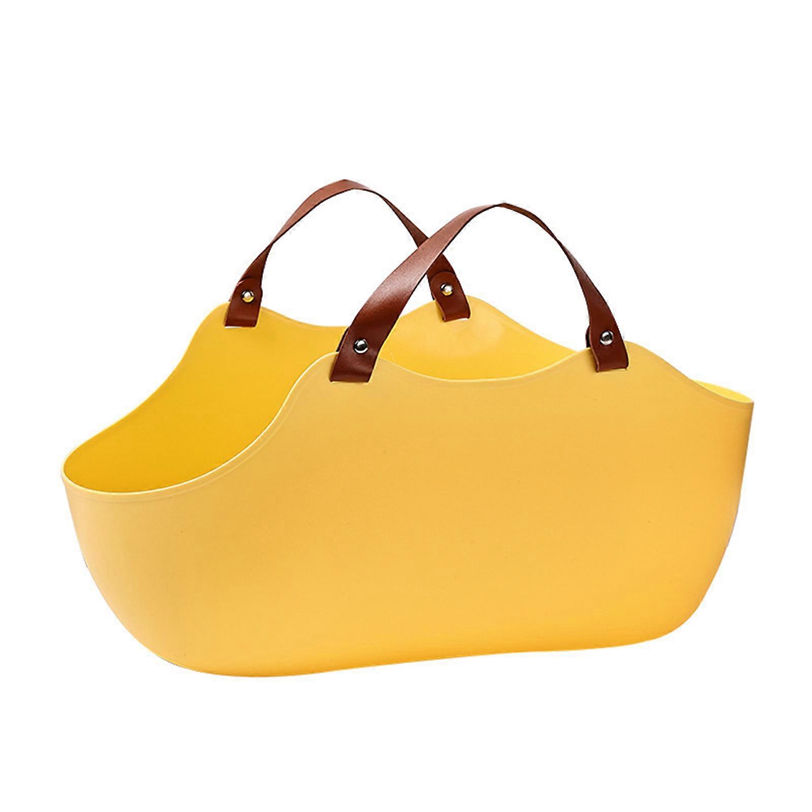 Cats Litter Box With Handle Plastic High Side Height Smooth Surfaces Safe and Hard Deep High Edges Spatter-proof  Yellow