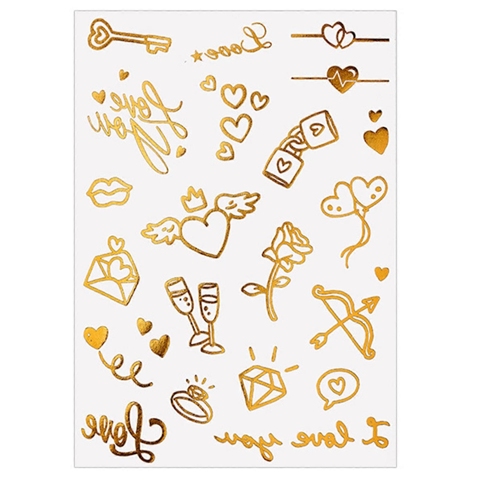 Glitter Heart Lip Print Temporary Decal Waterproof Body Stickers With Metallic Effect For Couples Beach Event Decors Multicolor