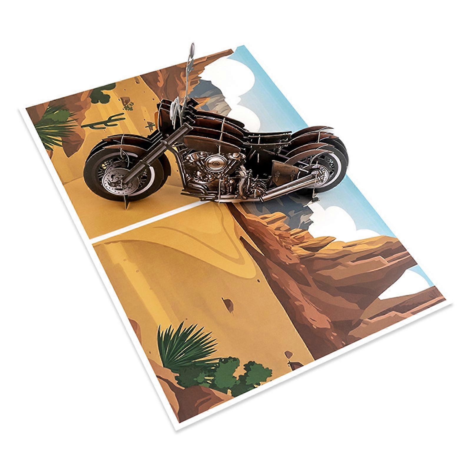Multifunctional Popup Motorcycle Birthday Card Suitable For Friend And Family Handmade Greeting Card with Envelope Multicolor