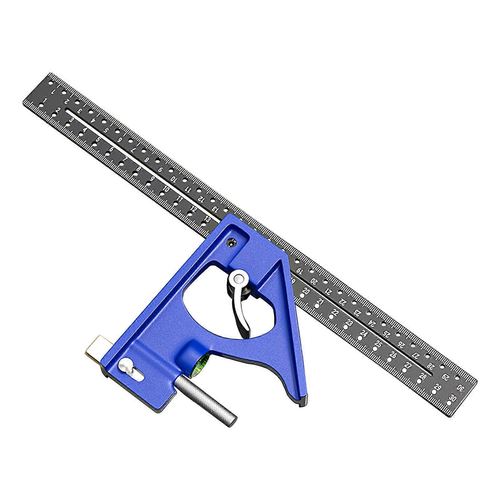 Strong Combination Square Tool Accuracy Multiple -Angles Rulers with Build -in Holes & Positioning Marks for Construction Multicolor