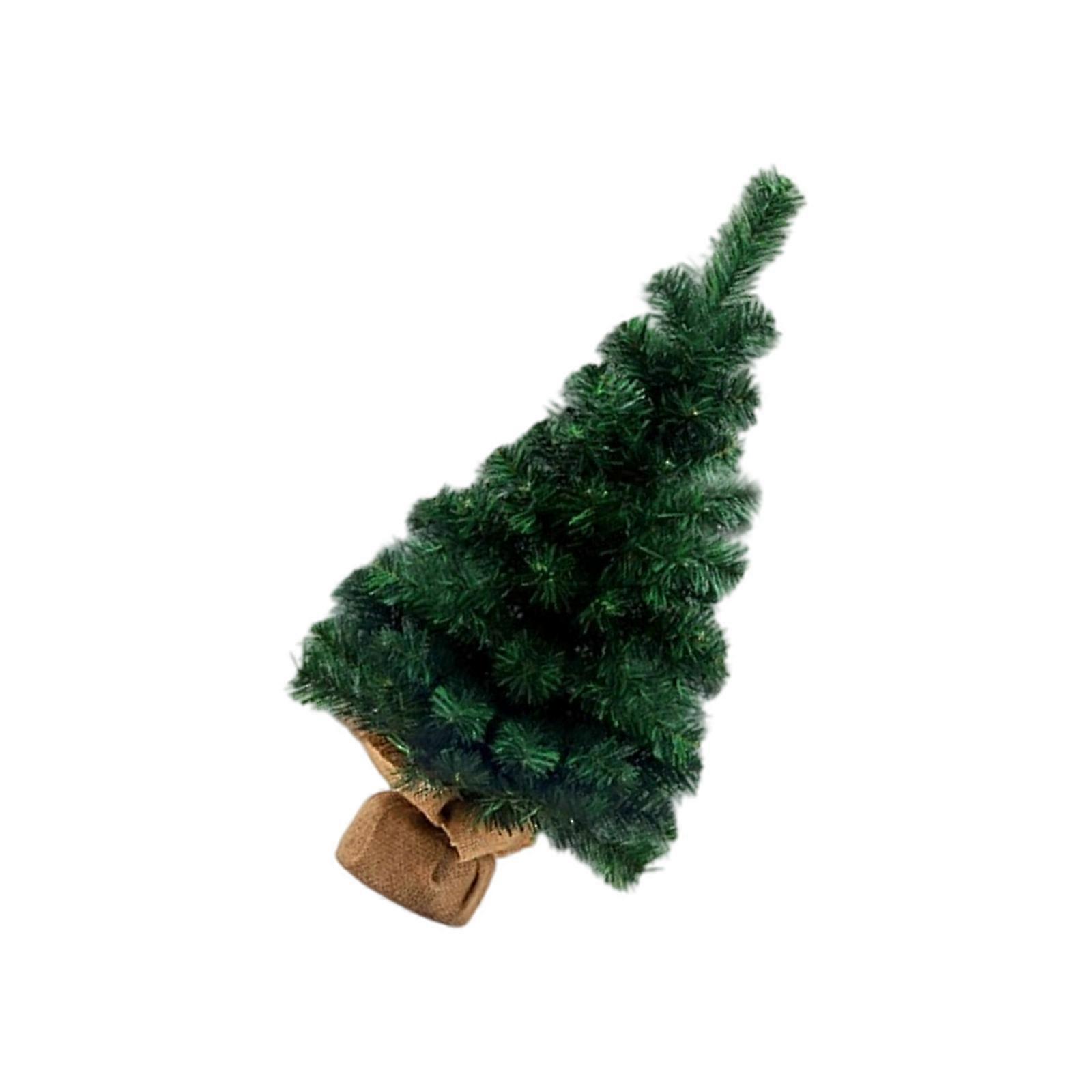 Christmas Tree Display Artificial Miniature Pine Christmas Tree with Linen Base Perfect for Christmas Decoration Multicolor