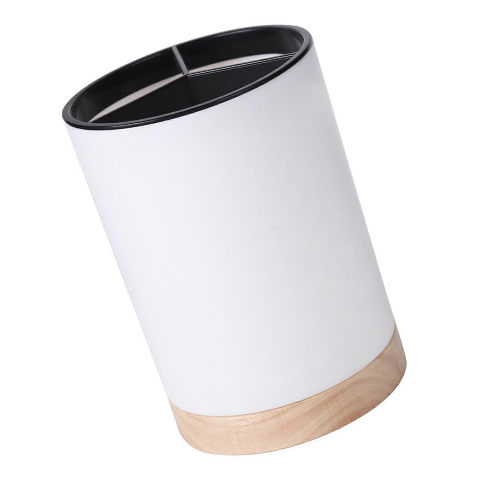 Versatile Sturdy Utensil Storage Solution Chopstick Storage Holder with Wood Swivels Base for Home Organization  White