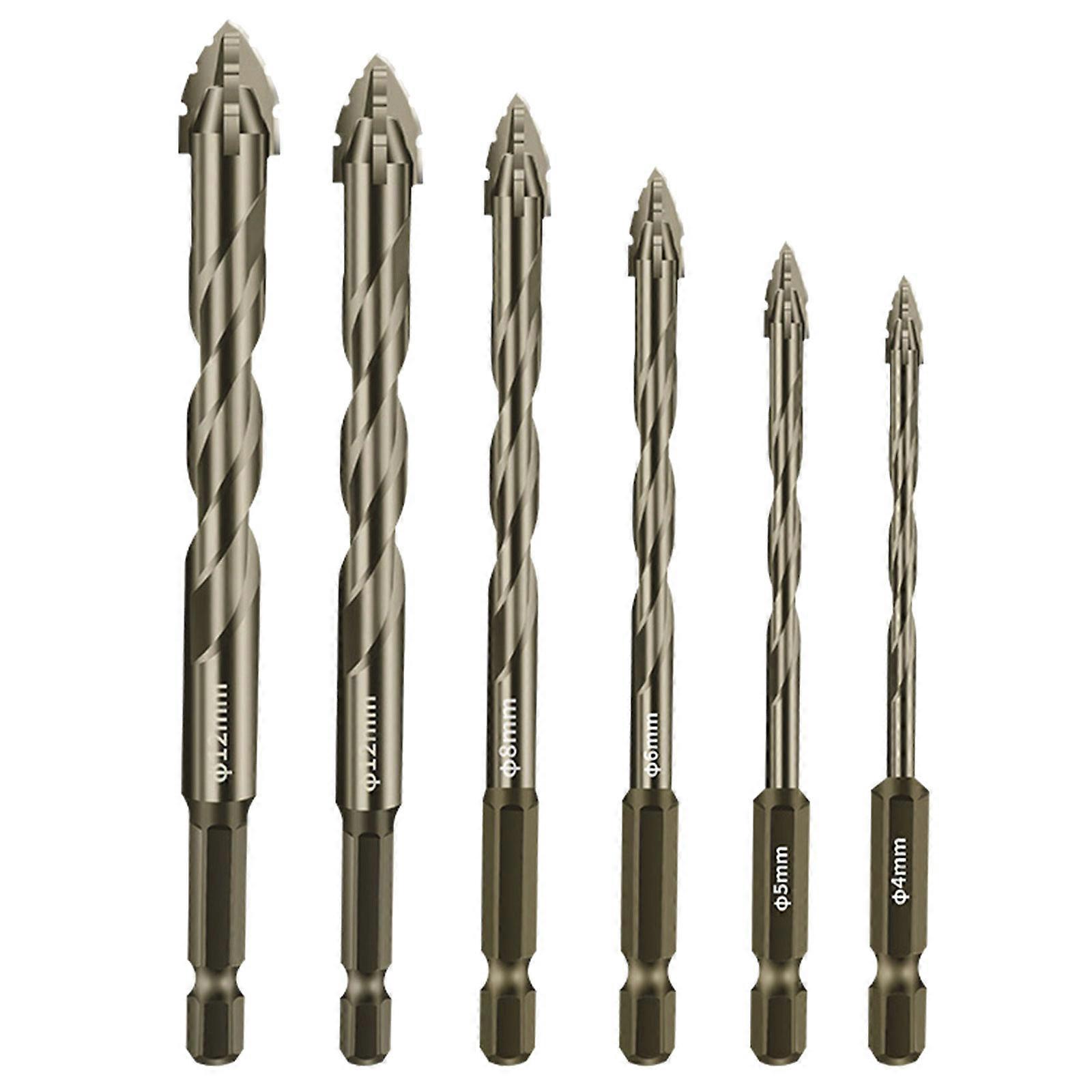 Four-edged Serrated Eccentric Drill Bits Drilling Tool 4-12mm Drill Bits For Glass Ceramic Concrete Brick Multicolor