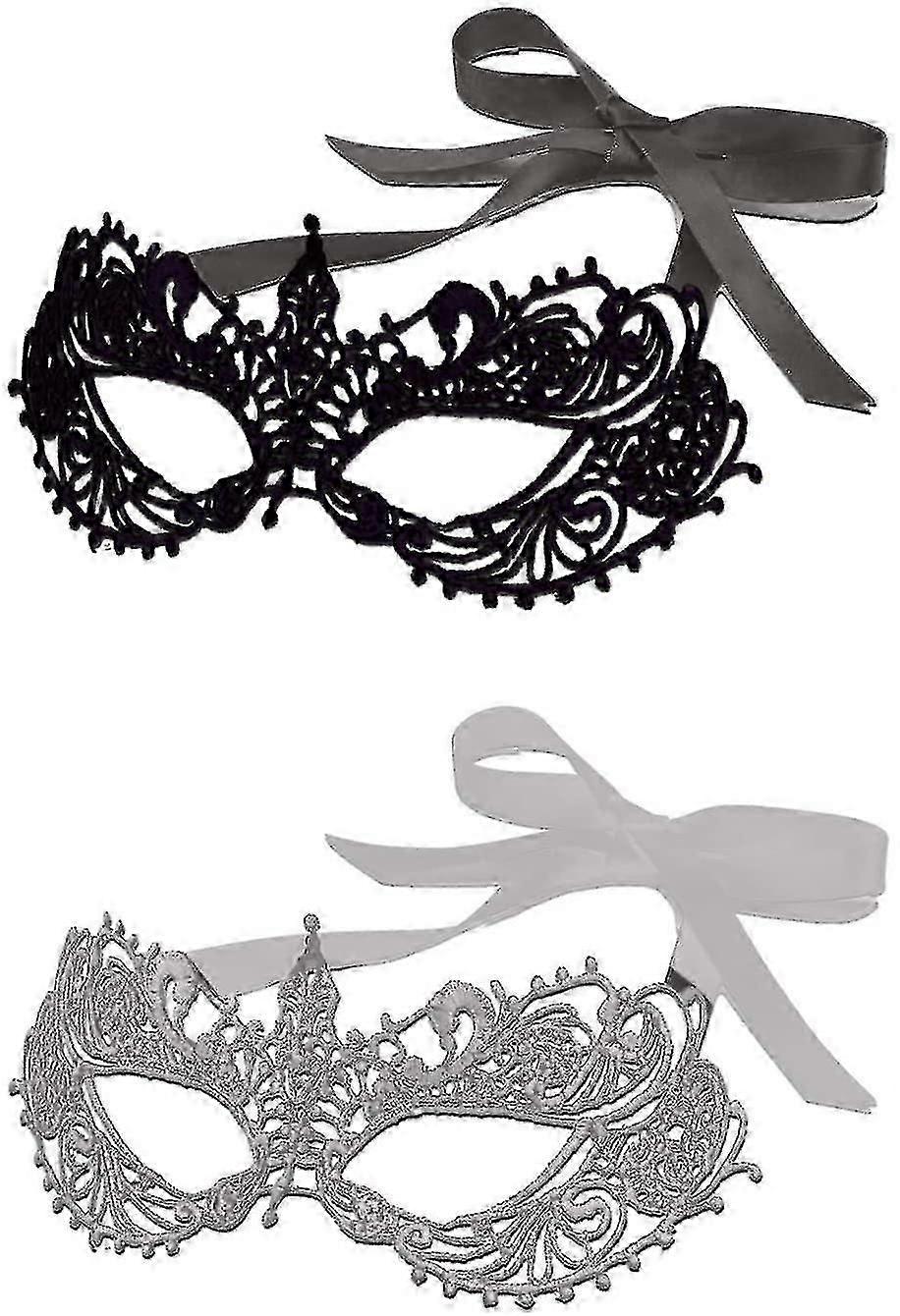 Halloween Carnival Mask Ball (black And Silver 2 Pack) - B