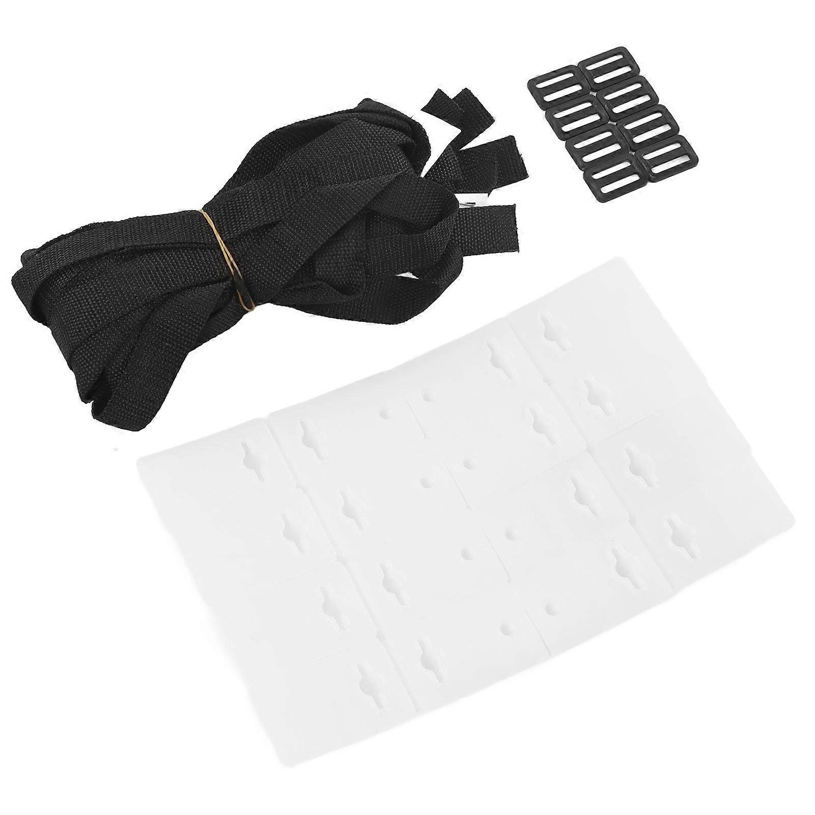 8 Sets Swimming Pool Roller Strap Solar Cover Reel Attachment Kit with Cord Plates and Buckles