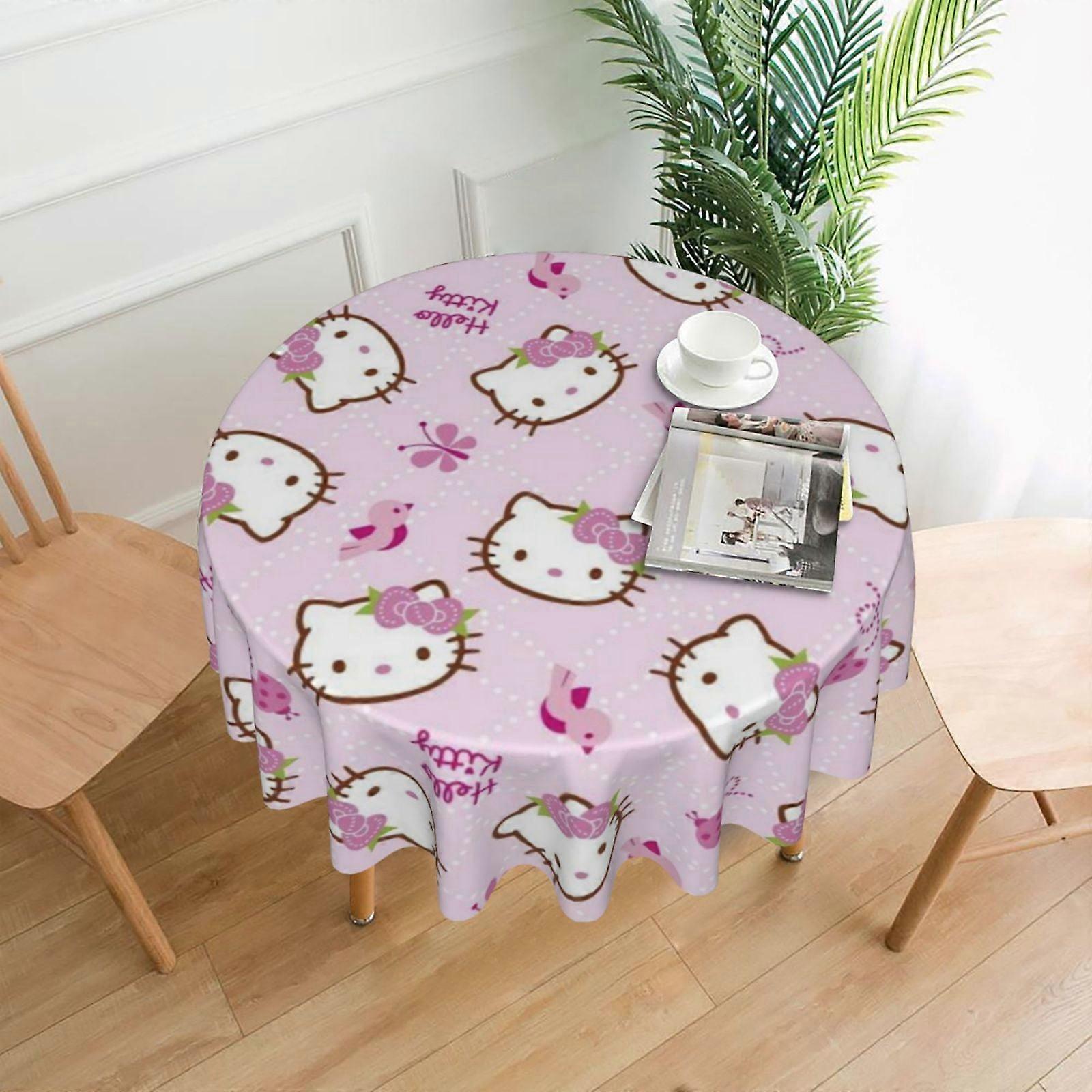 Hello Kitty Rectangular Tablecloth, Water Resistance Antiwrinkle Spillproof Soft Fabric, 60in, compatible with dining room, parties and holiday