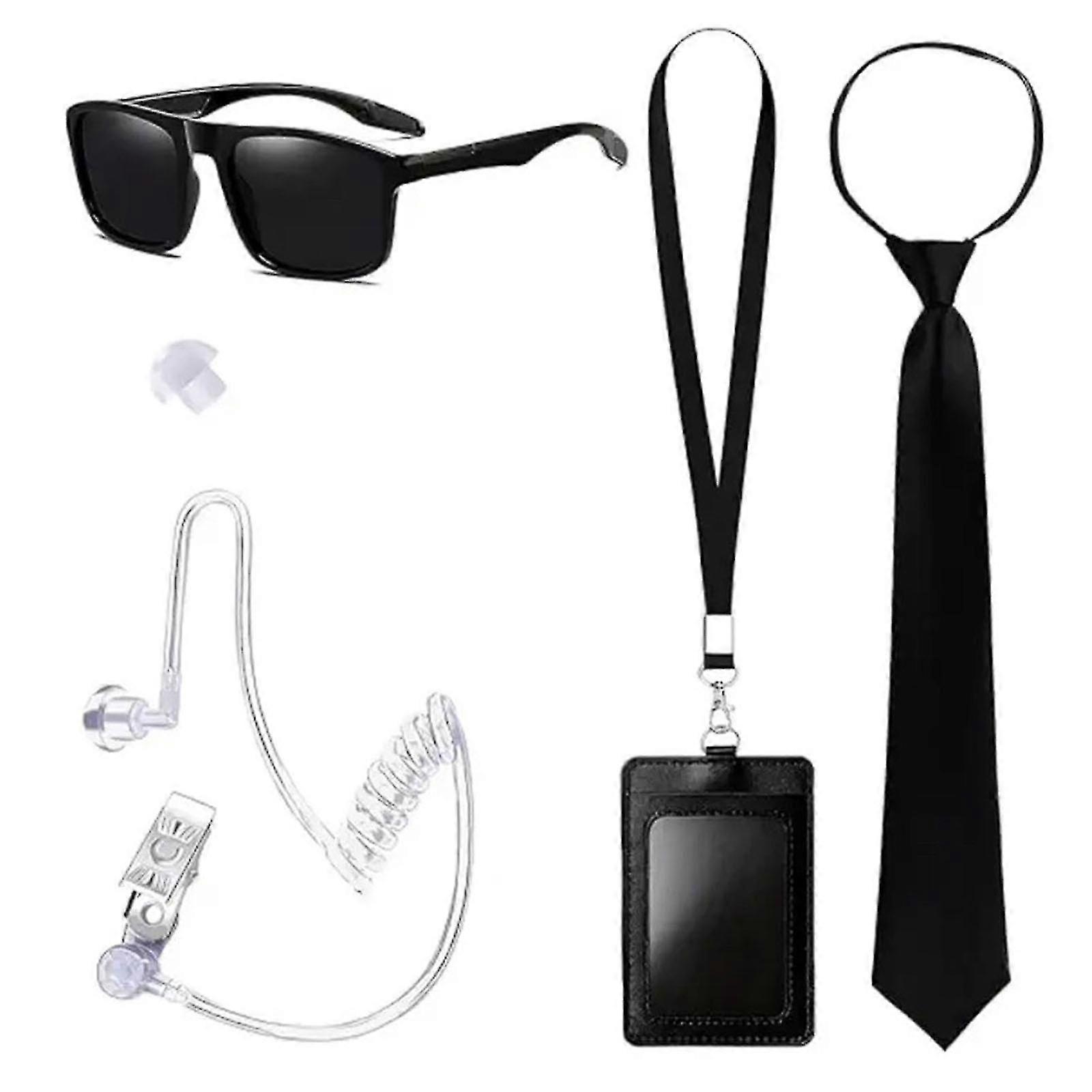 תחפושת סוכן סודי עם משקפיים שחורים, אפרכסת ועניבת צוואר, ליל כל הקדושים, סוכן סודי, למבוגרים ילד