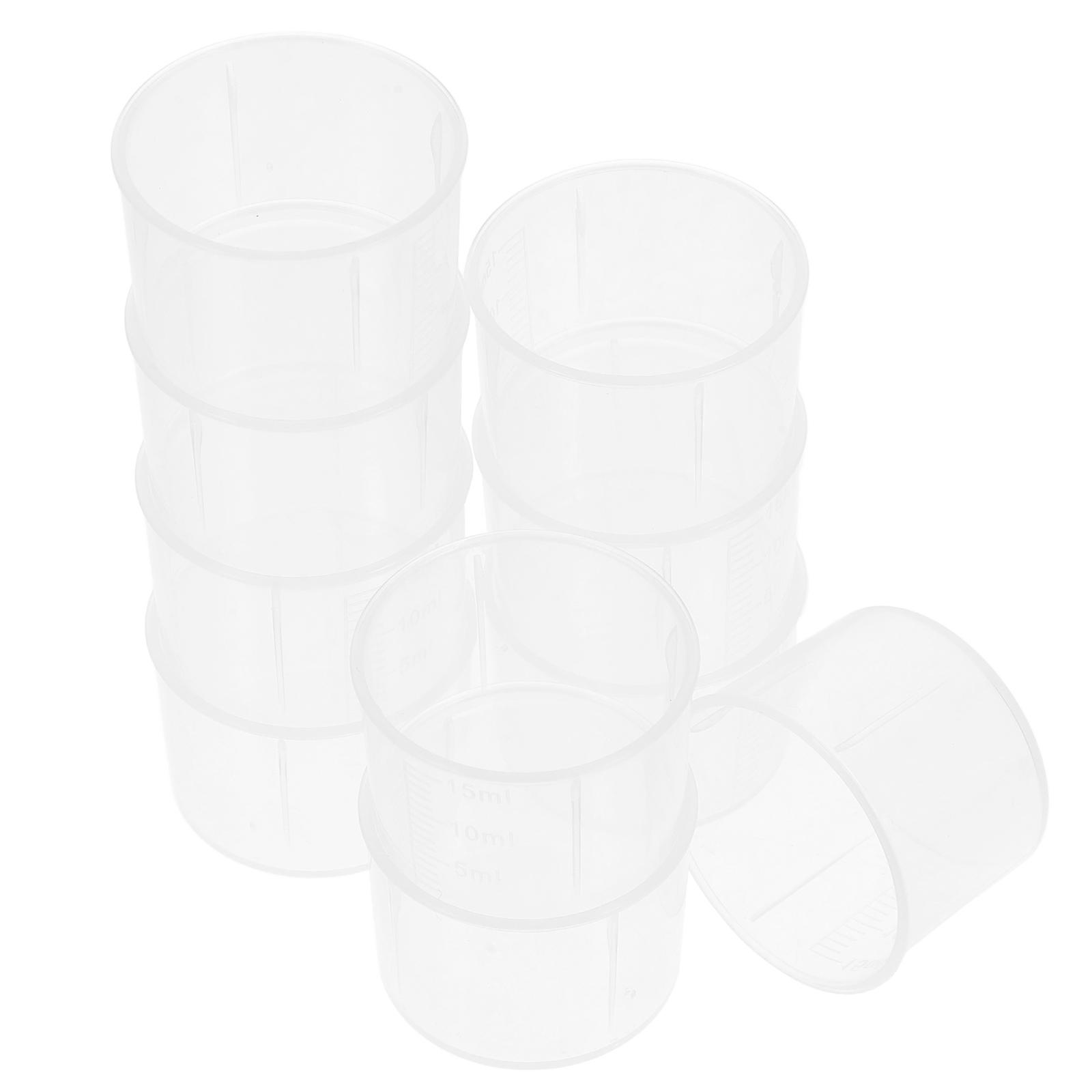 Transparent Plastic Measuring Cups for Liquids Reusable Medicine Cups with Graduations 15 ml Capacity