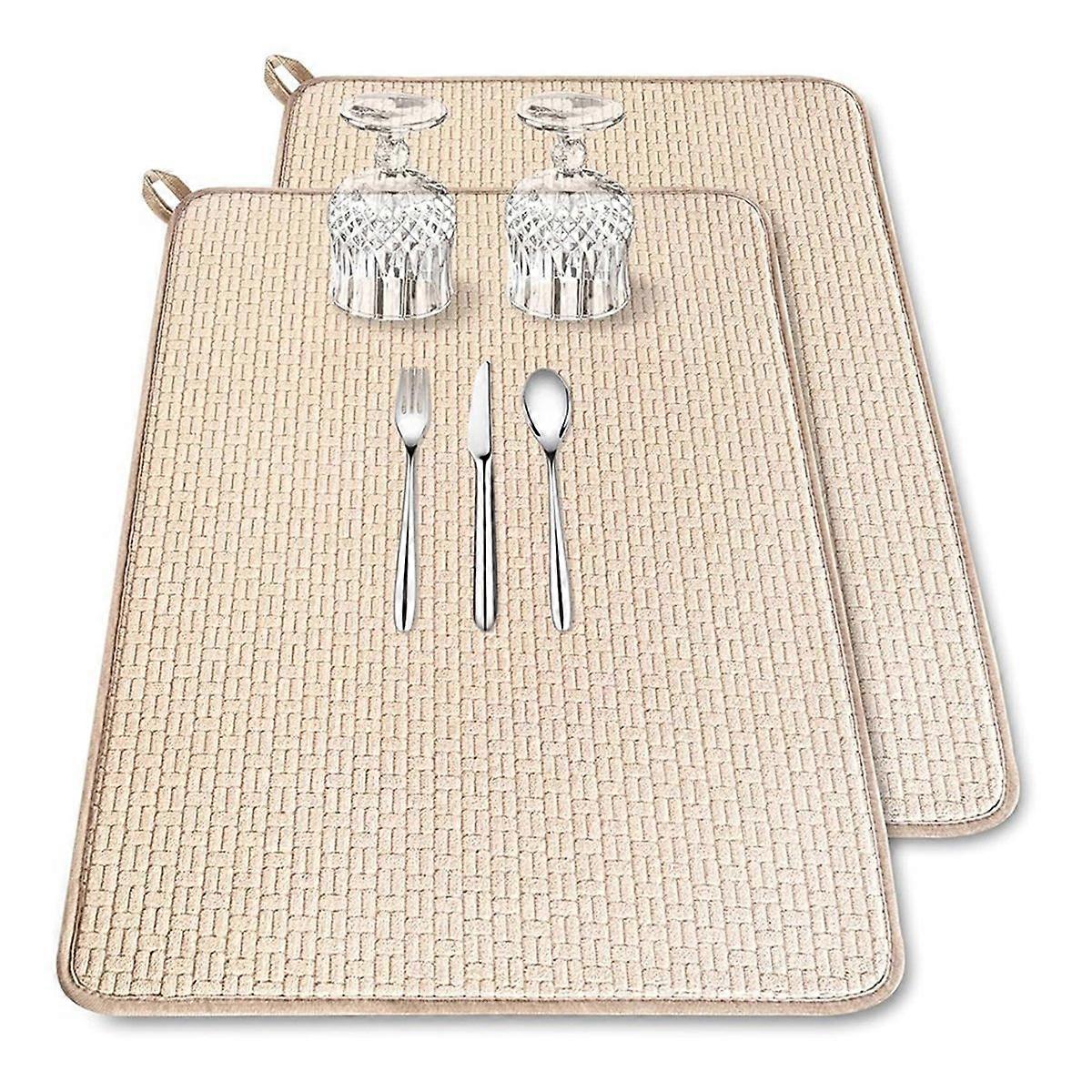 2 Pack XXL Large Microfiber Dish Drying Mat,24x17.7 Inch