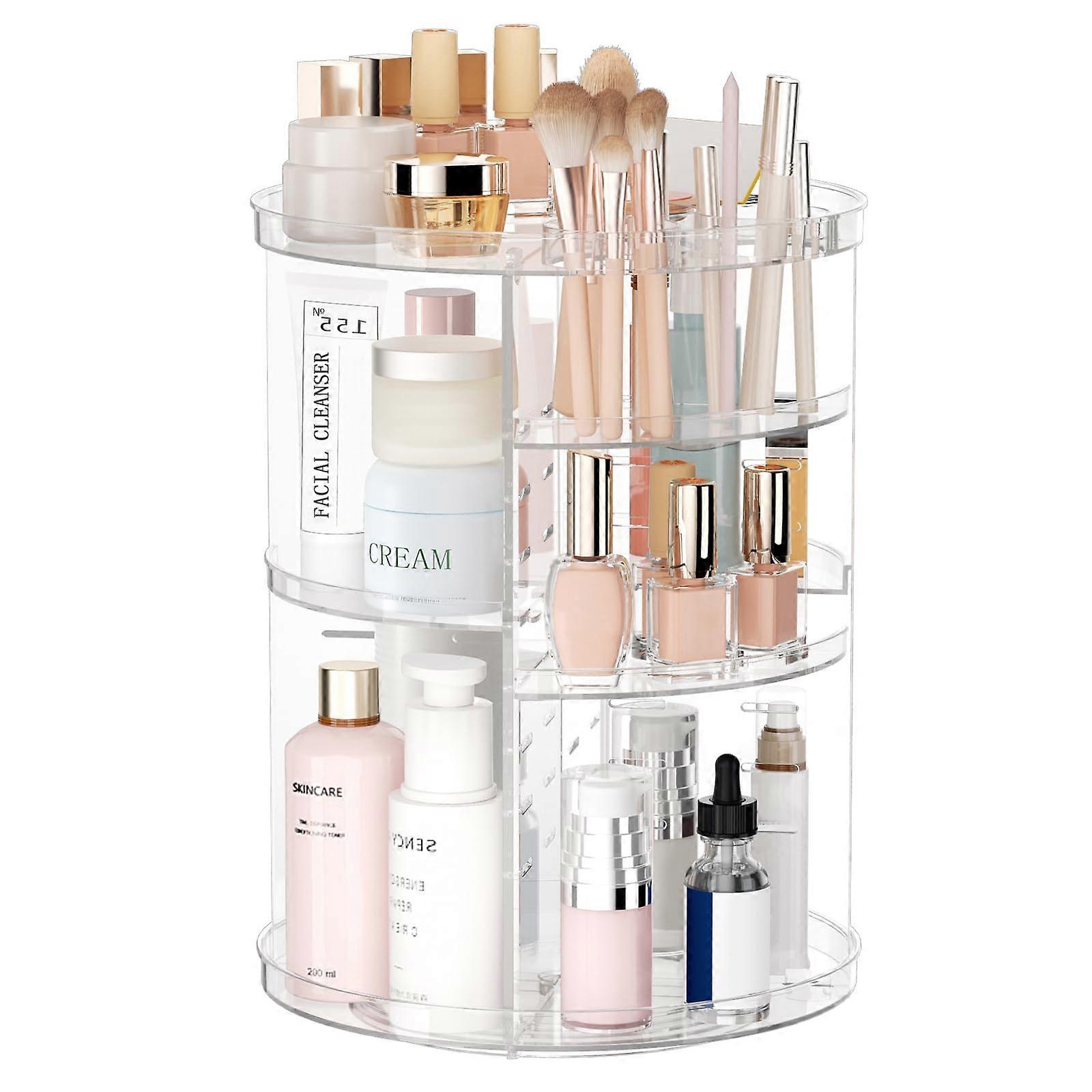 Rotating Makeup Organizer 360° Smooth Spin with 8 Adjustable Levels for Vanity Bathroom Storage