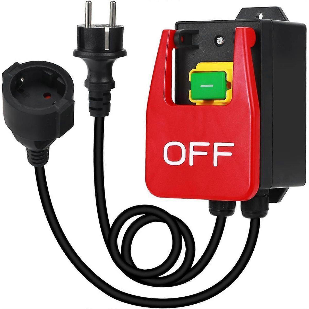 Single-Phase on/Off Switch 230V, Electromagnetic Push Button Switch for Quickly Switching Off Milling Tables Eu Plug