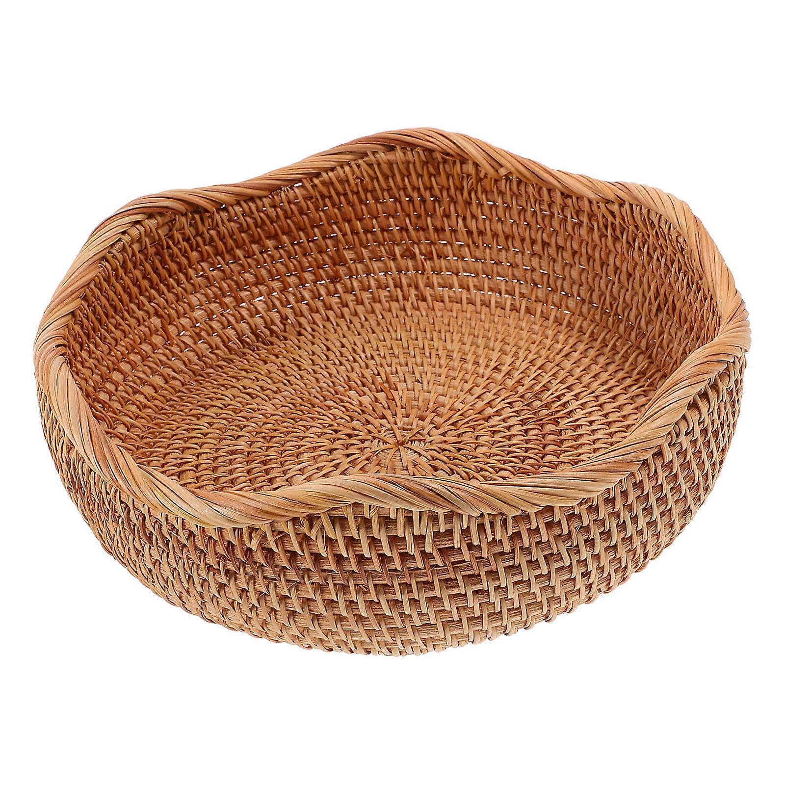 Rattan Bread Basket for Storage Round Bread Serving Basket Beige