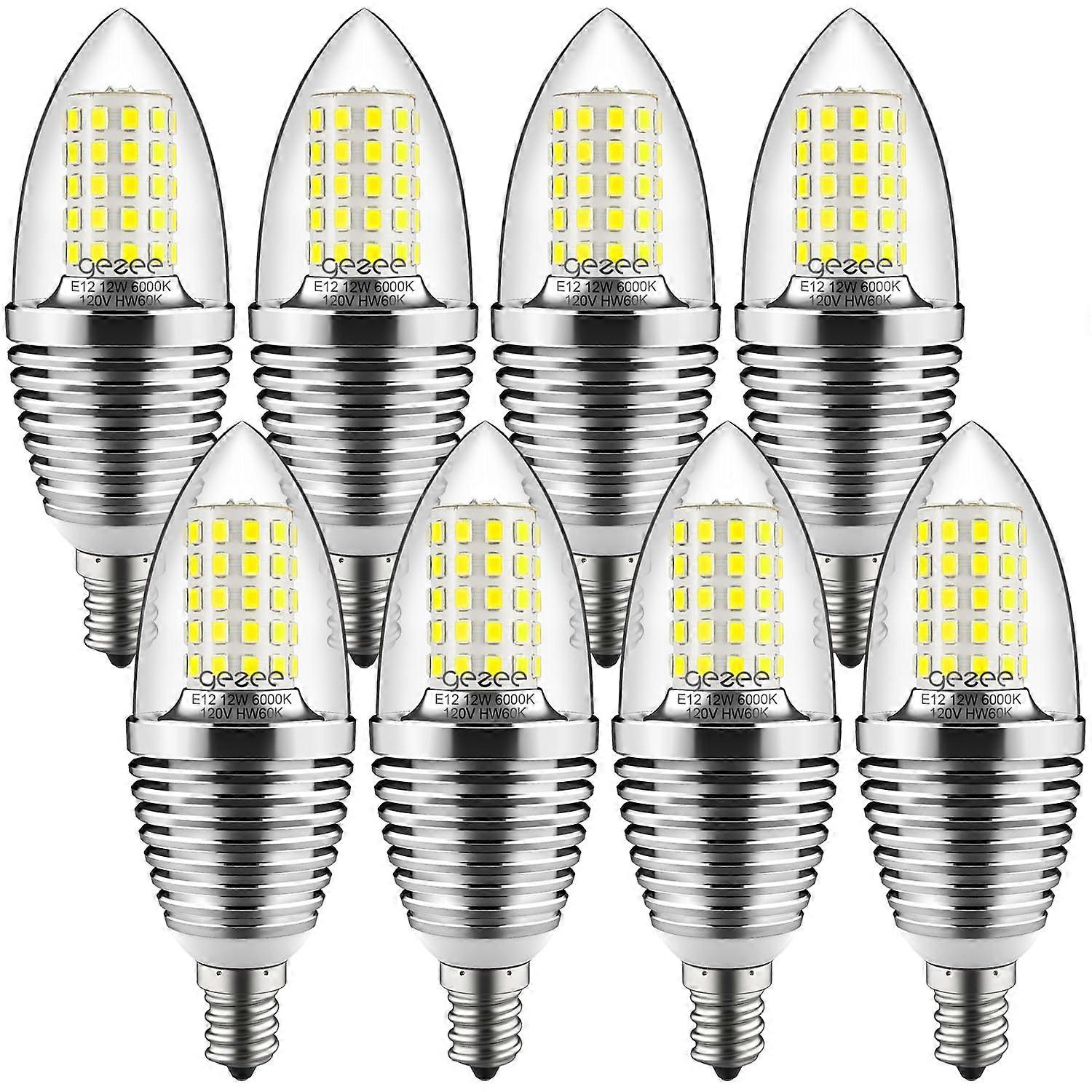 LED Candelabra Bulbs E12 100W Equivalent Daylight White 6000K NonDimmable Energy Saving 8Pack