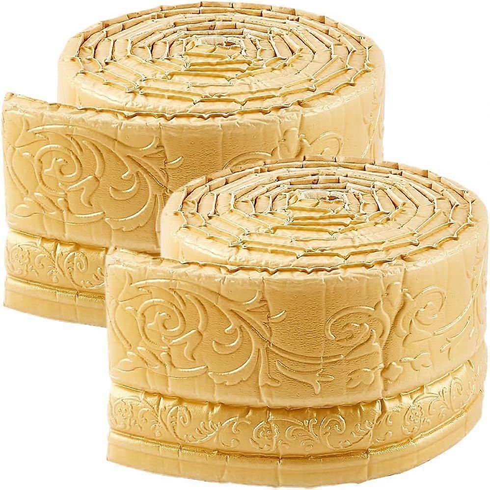 2 Rolls 91x4 Inch Molding Peel and Stick Mirror Edging Frame Line Wall Base Goldenrod 3D Wall Edging Foam Flexible Wallpaper Border Ceiling Baseboard 
