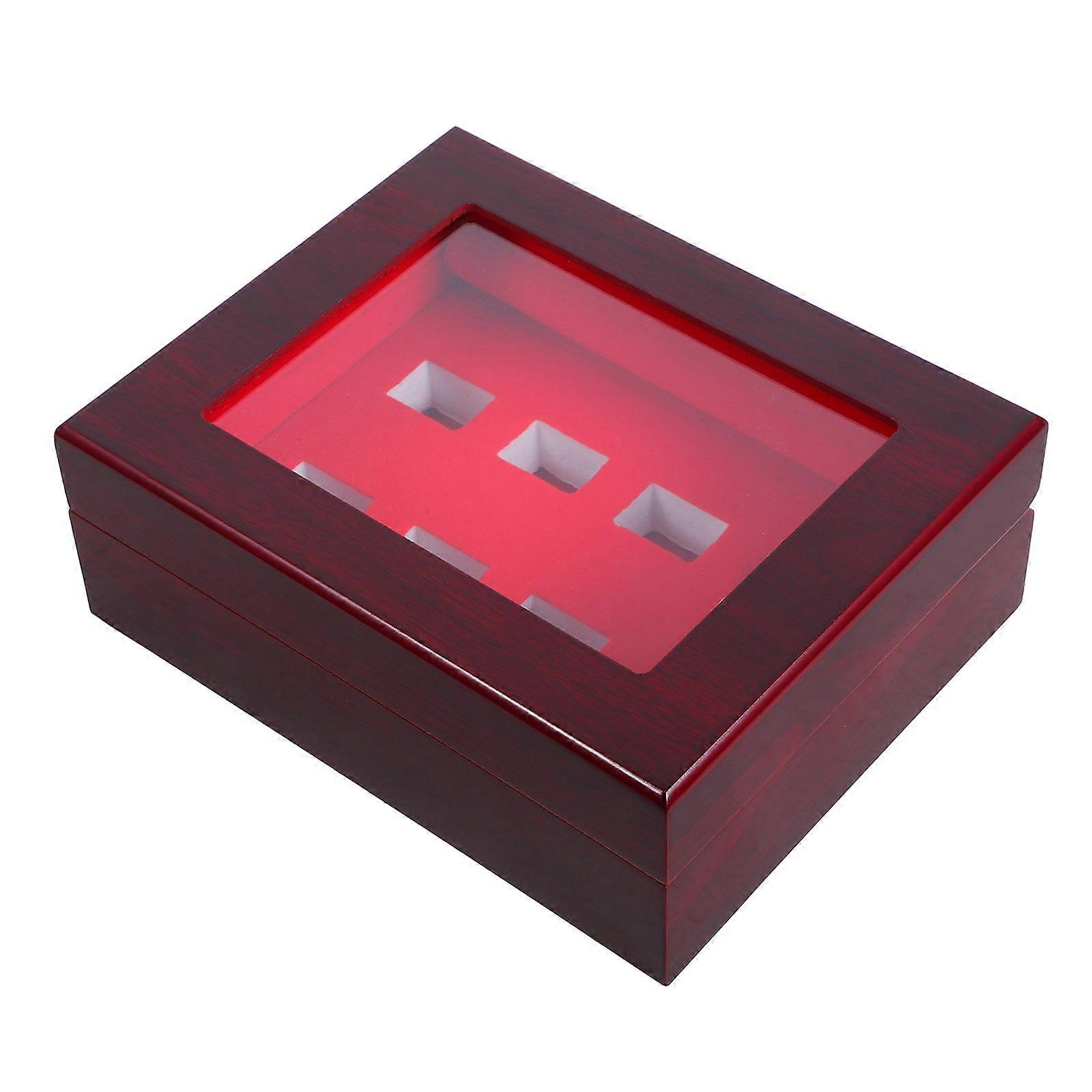 Wooden Champion Ring Display Case for Ring Storage Multi Hole Design
