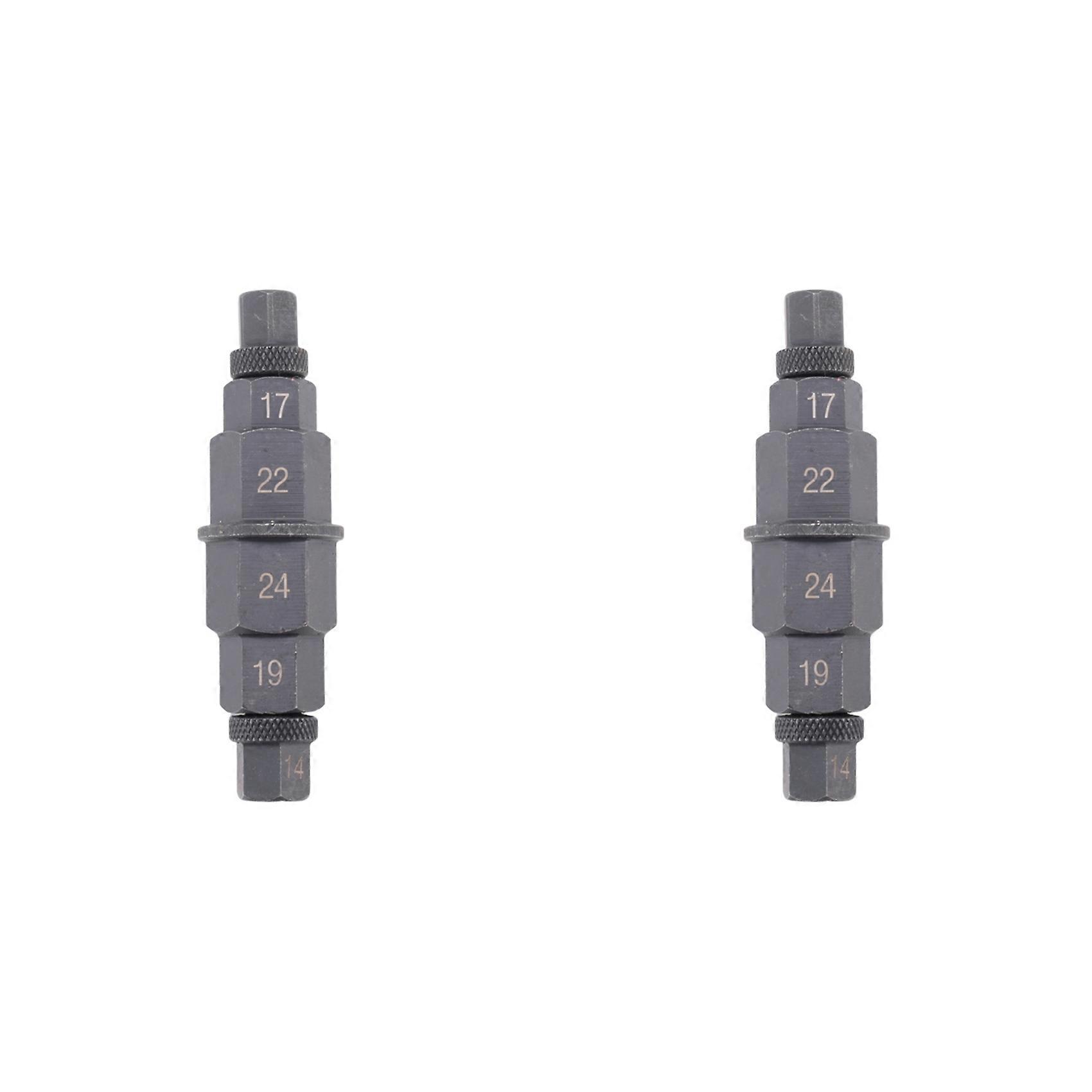 2X Hex Axle Tool for Motorcycle Front Axle Wheel 12 14 17 19 22 24mm 6 in 1 Spindle Socket Adapter Tool 3/8 Inch