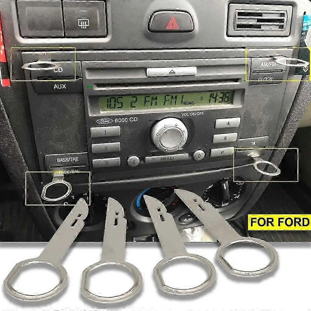 Radio CD Removal Key Set, 2 Pair Release Pins and Extractor for Ford Focus Mondeo Transit C-Max