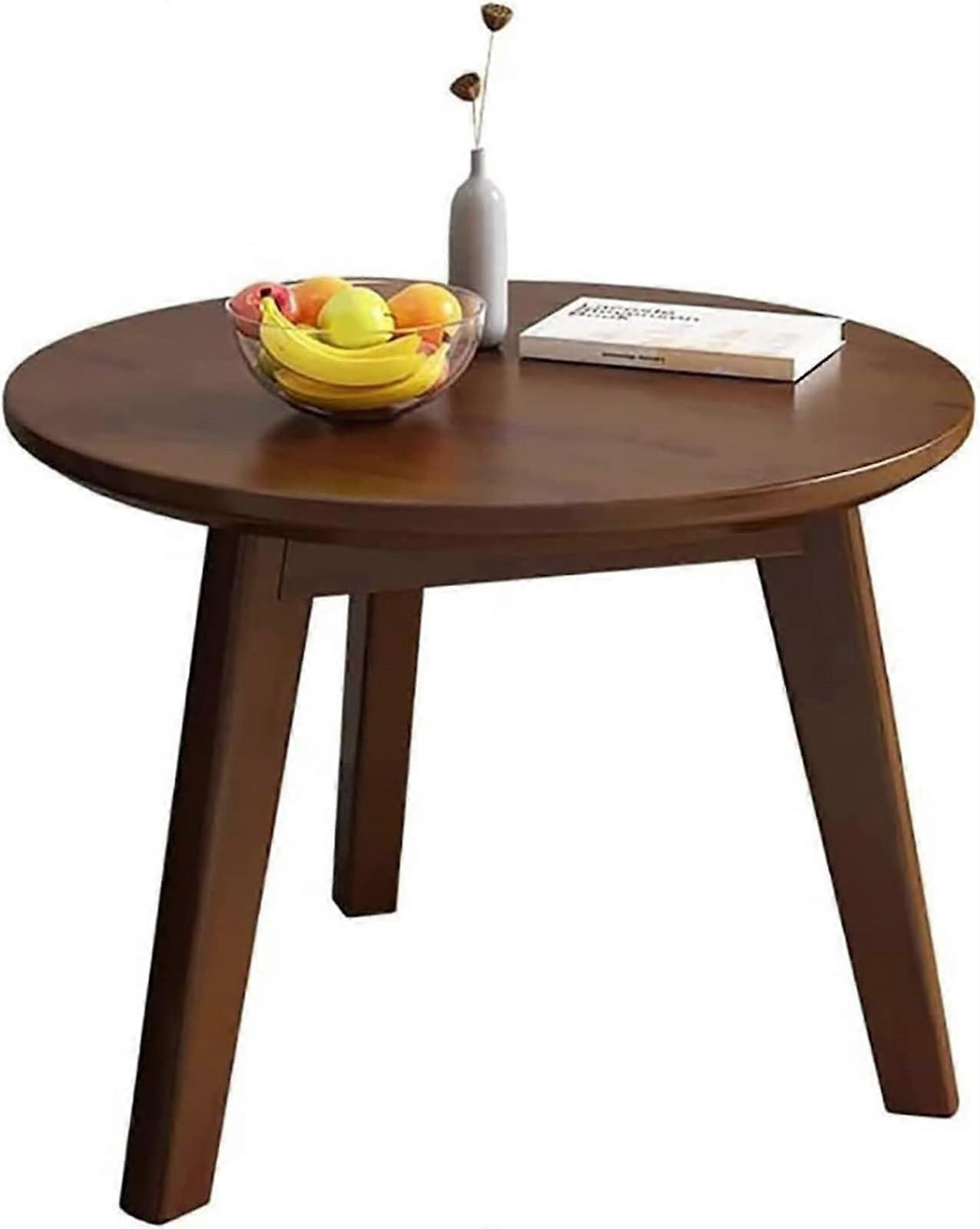 Solid Wood Round Side Table Nordic Modern Coffee Table for Versatile Home Use Wood Color 80x80x50cm
