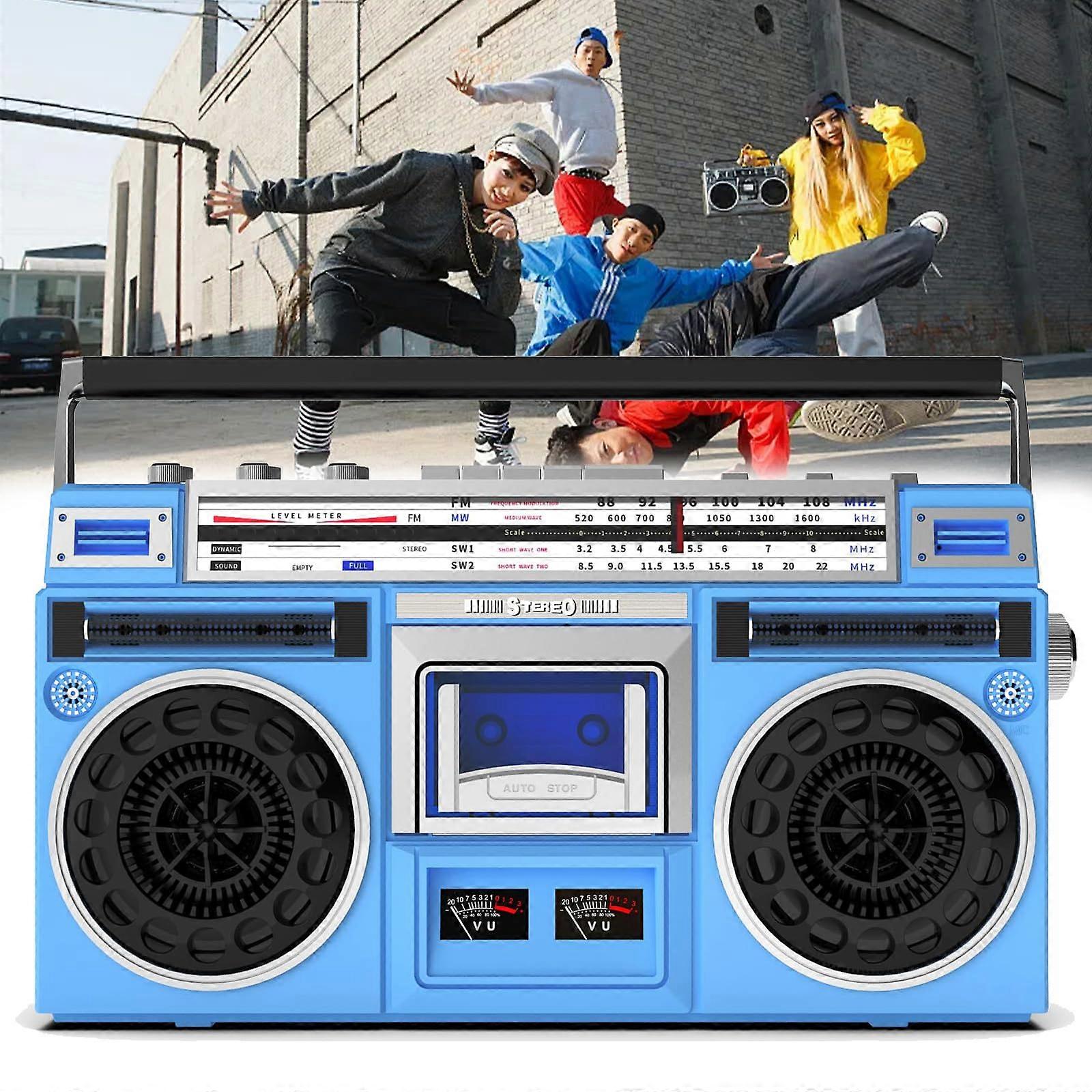 Retro CD Player Boombox Portable Cassette Recorder With Earphone Jack Large Speaker AM/FM/SW1/SW2 Radio SD/USB Input