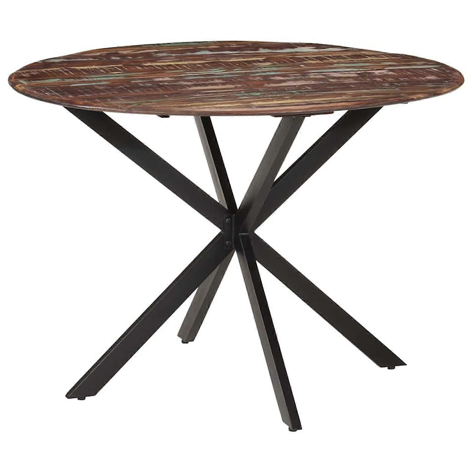 Round Dining Table, Reclaimed Wood, Industrial Style, Seats 4, SpaceSaving Design for Small Spaces