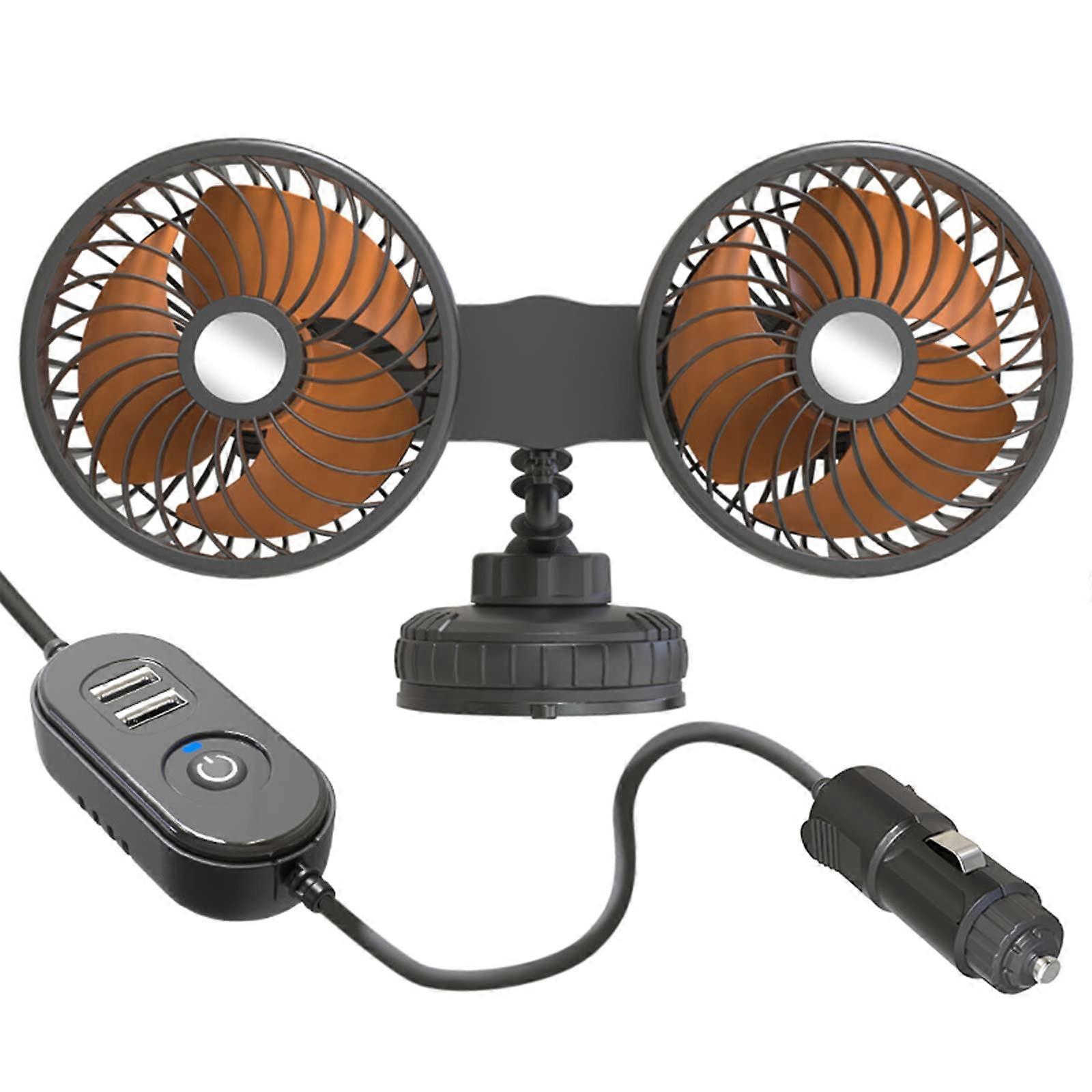 USB Car Fan with Adjustable Head, 3 Speed Low Noise Cooling for Truck SUV Home and Office