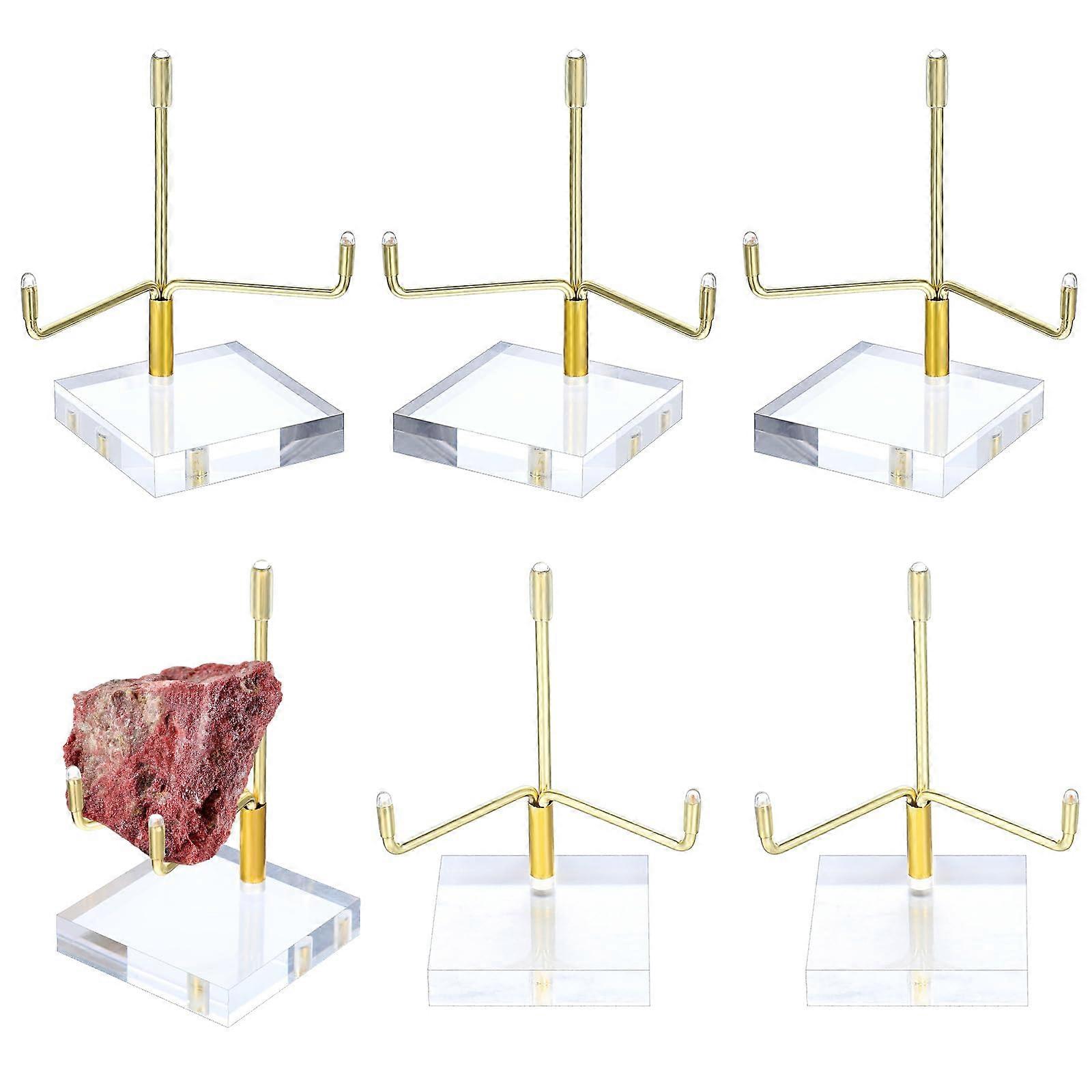 6 Pcs Adjustable Acrylic Easel Display Stand with Metal Arms for Crystals Rocks Minerals Fossils
