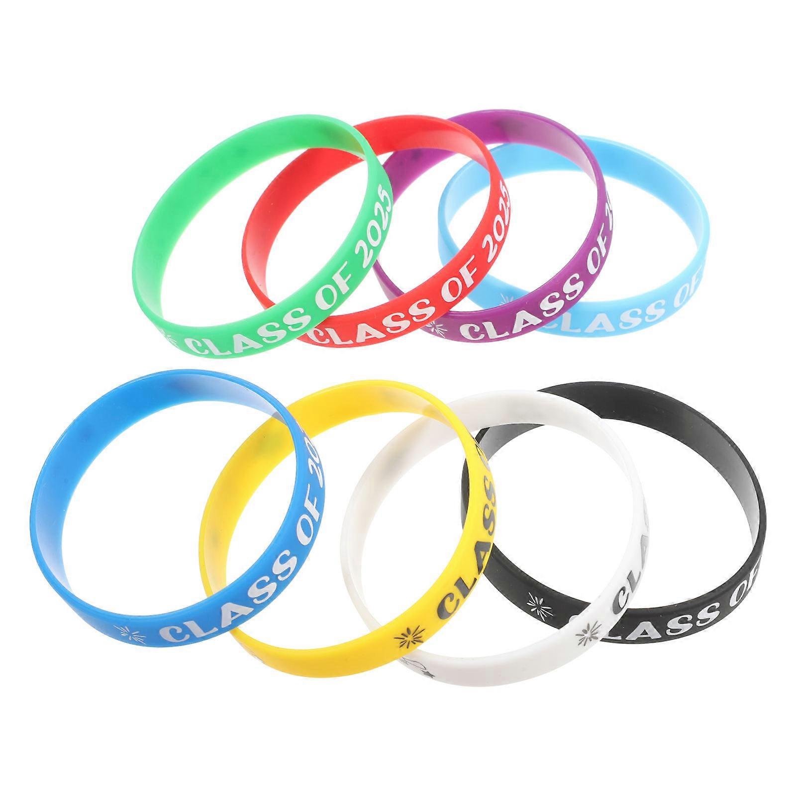Graduation Wristbands Silicone Bracelets for Celebration 8Pcs Assorted