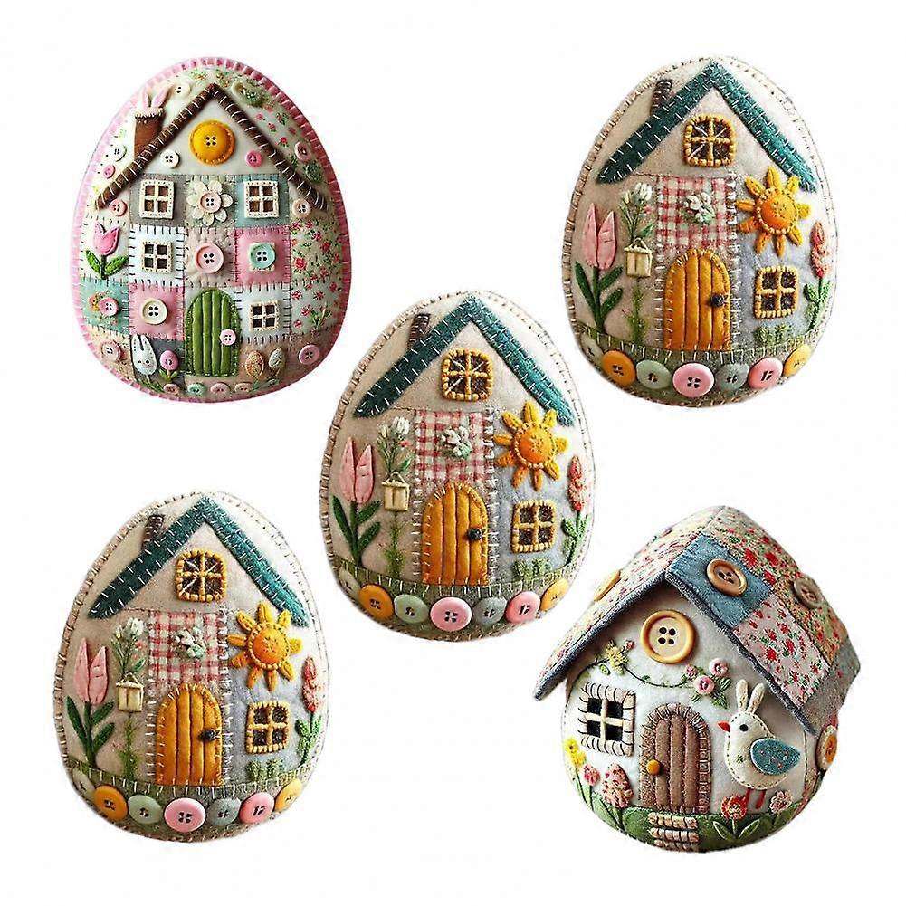 DIY Patchwork Felt Egg House Chick House Craft Kit Handmade Embroidered Felt Easter Eggs Kit,Home Easter Eggs Ornaments